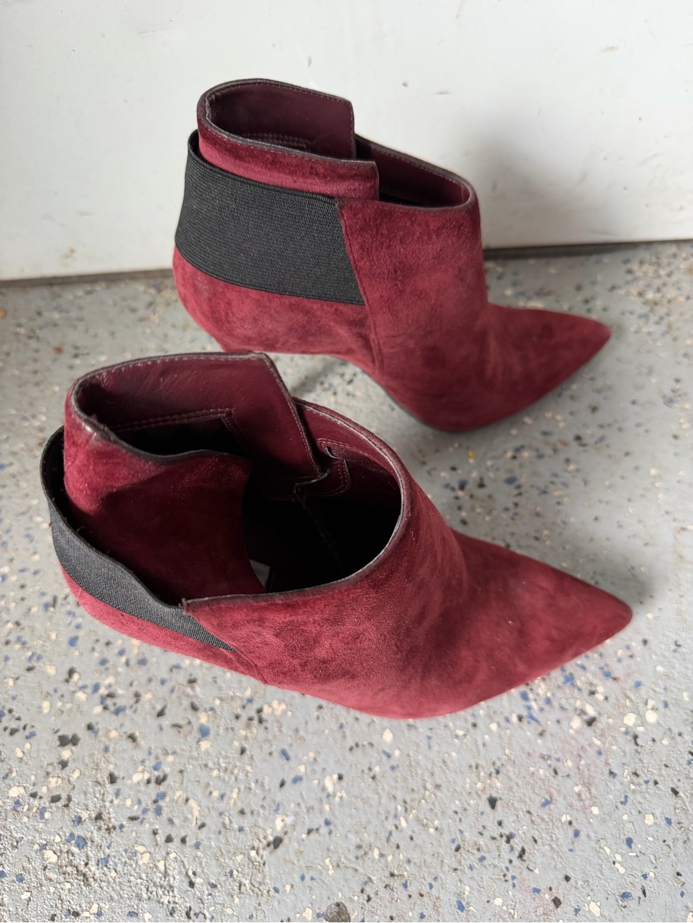 Guess Burgundy Suede Pointed Ankle Booties